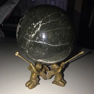 Large Sphere with Metal Cherubs Stand